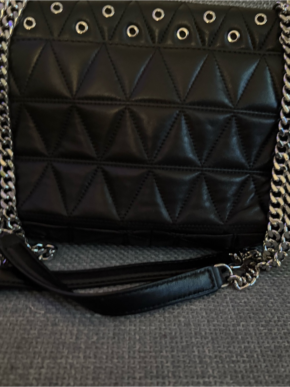 Michael Kors Black Quilted Eyelet Chain Shoulder Bag with Silver Hardware - Picture 3 of 5